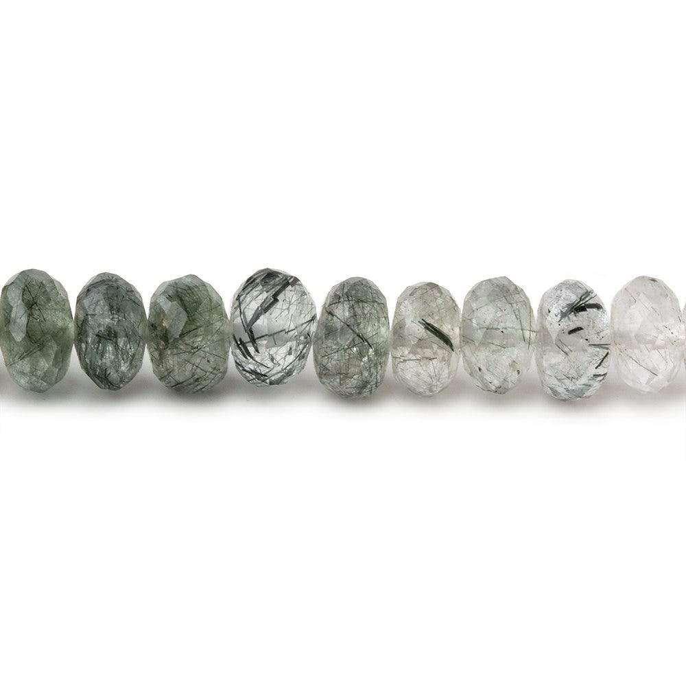 7mm Green Tourmalinated Quartz Faceted Rondelle 15 inch 88 Beads (ONLINE ORDER ONLY)