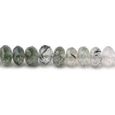 7mm Green Tourmalinated Quartz Faceted Rondelle 15 inch 88 Beads (ONLINE ORDER ONLY)