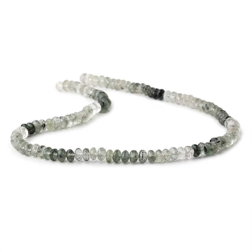 7mm Green Tourmalinated Quartz Faceted Rondelle 15 inch 88 Beads (ONLINE ORDER ONLY)