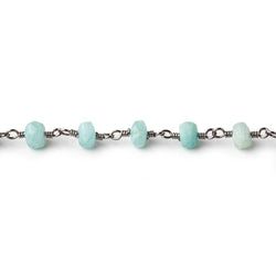 5-5.5mm Matte Amazonite plain rondelle Black Gold plated chain by the foot 29 pcs (ONLINE ORDER ONLY)