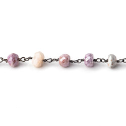 5-5.5mm Multi Gemstone Faceted Rondelles on Black Gold .925 Chain (ONLINE ORDER ONLY)