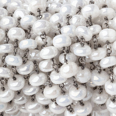 5-5.5mm Mystic White Quartz Plain Rondelles on Black Gold over .925 Silver Chain (ONLINE ORDER ONLY)