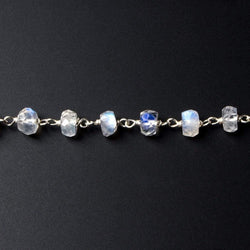 5-5.5mm Rainbow Moonstone rondelle .925 Silver Chain by the foot 38 pieces (ONLINE ORDER ONLY)
