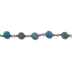 5-6.5mm Matte Apatite plain coin Black Gold plated Chain by the foot 27 beads (ONLINE ORDER ONLY)