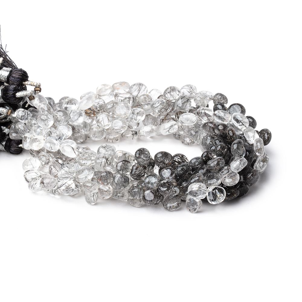 5-6mm Black Tourmalinated Quartz Plain Heart Beads 8.5 inch 64 pieces (ONLINE ORDER ONLY)