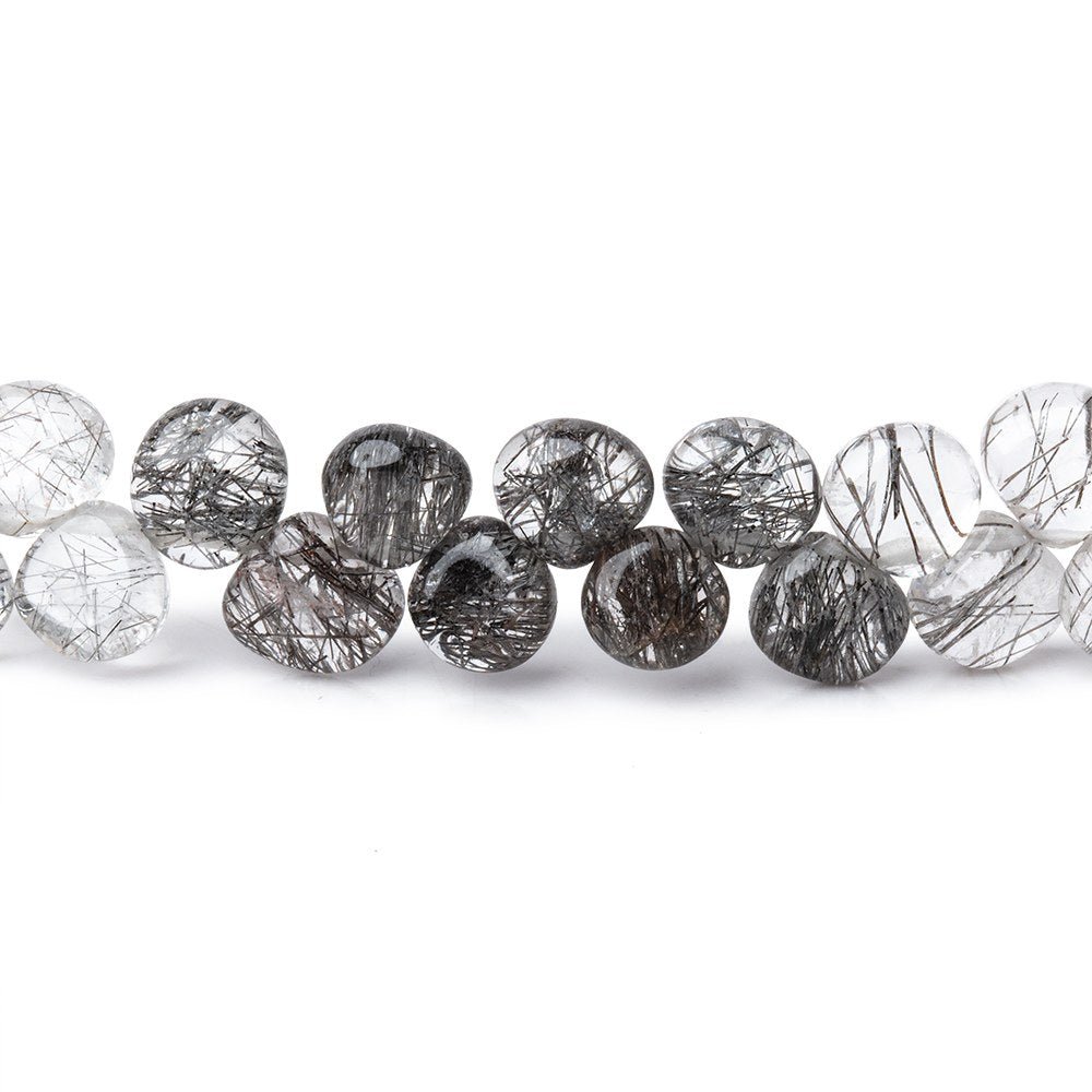 5-6mm Black Tourmalinated Quartz Plain Heart Beads 8.5 inch 64 pieces (ONLINE ORDER ONLY)