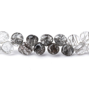 5-6mm Black Tourmalinated Quartz Plain Heart Beads 8.5 inch 64 pieces (ONLINE ORDER ONLY)