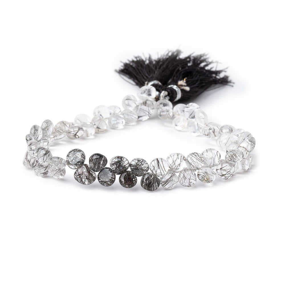 5-6mm Black Tourmalinated Quartz Plain Heart Beads 8.5 inch 64 pieces (ONLINE ORDER ONLY)