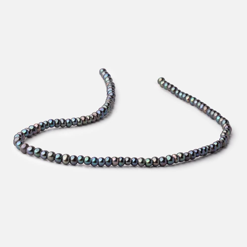 5-6mm Blue Peacock Off Round 2.5mm Large Hole Pearls 95 Beads (ONLINE ORDER ONLY)