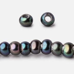 5-6mm Blue Peacock Off Round 2.5mm Large Hole Pearls 95 Beads (ONLINE ORDER ONLY)