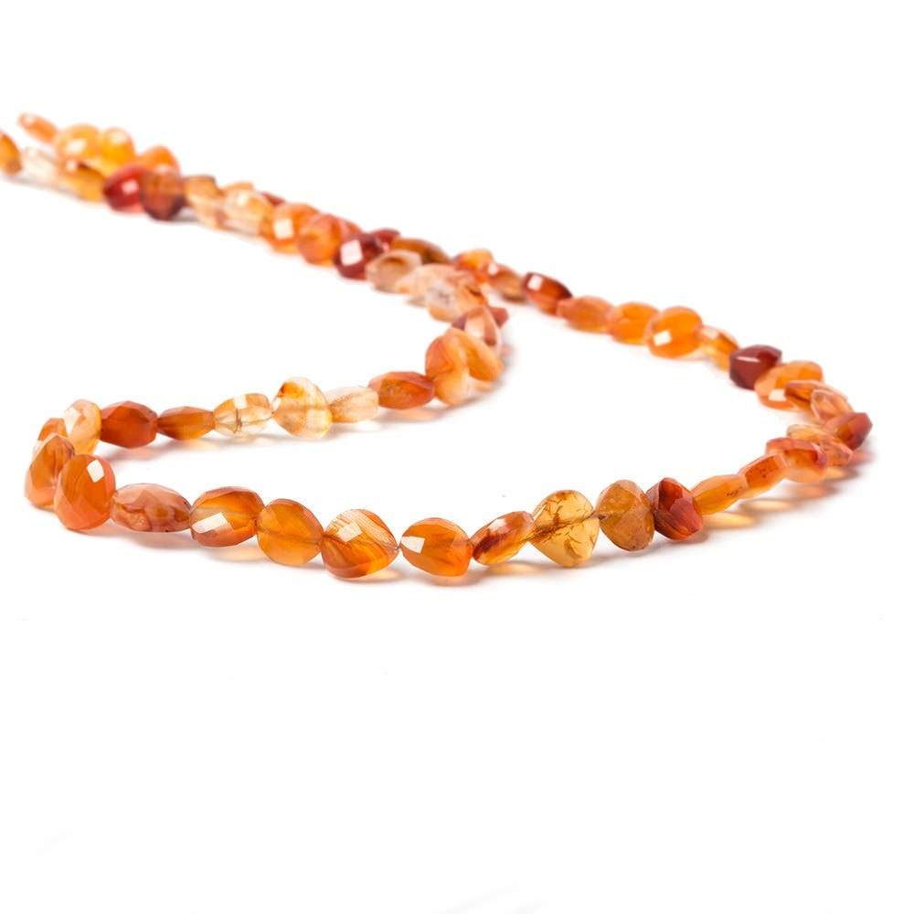 5-6mm Carnelian Straight Drilled Faceted Heart Beads 15 inch 64 pieces (ONLINE ORDER ONLY)