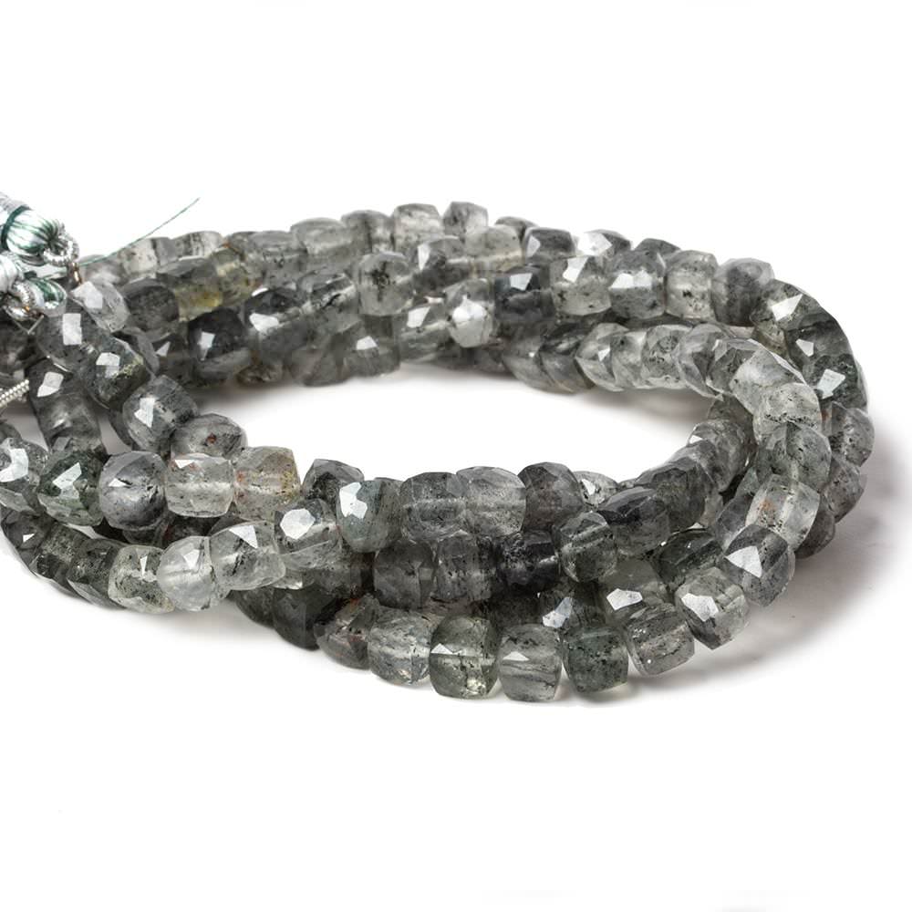 5-6mm Chlorite in Quartz faceted cubes 8 inch 37 Beads (ONLINE ORDER ONLY)