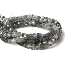 5-6mm Chlorite in Quartz faceted cubes 8 inch 37 Beads (ONLINE ORDER ONLY)