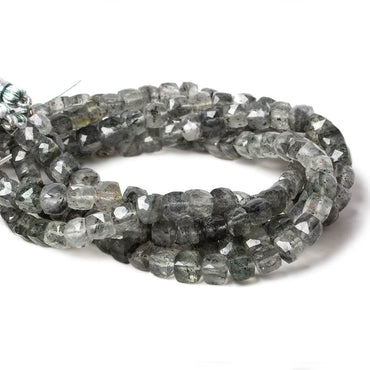 5-6mm Chlorite in Quartz faceted cubes 8 inch 37 Beads (ONLINE ORDER ONLY)