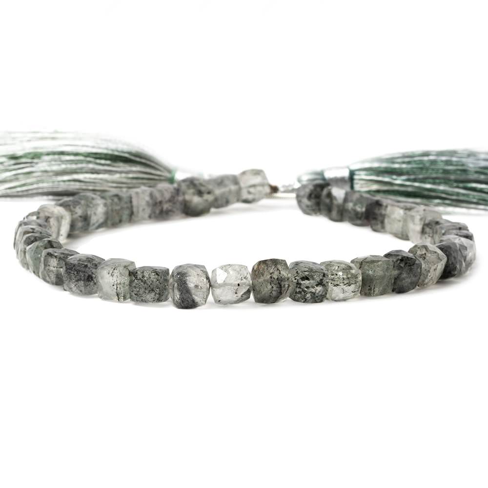5-6mm Chlorite in Quartz faceted cubes 8 inch 37 Beads (ONLINE ORDER ONLY)