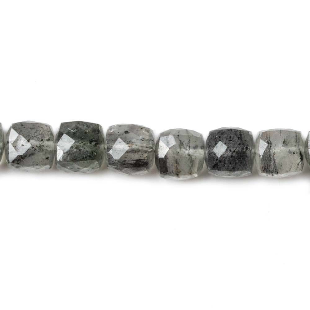 5-6mm Chlorite in Quartz faceted cubes 8 inch 37 Beads (ONLINE ORDER ONLY)
