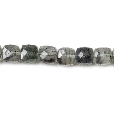 5-6mm Chlorite in Quartz faceted cubes 8 inch 37 Beads (ONLINE ORDER ONLY)