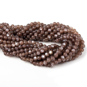 5-6mm Chocolate Moonstone plain rounds 16 inch 68 beads 1mm drill hole (ONLINE ORDER ONLY)