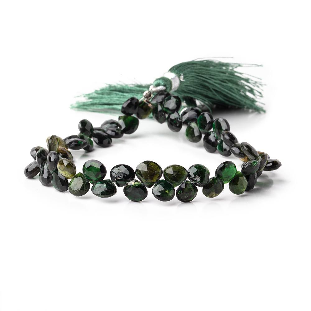5-6mm Chrome Green Tourmaline Faceted Heart Beads 8 inch 58 pieces (ONLINE ORDER ONLY)