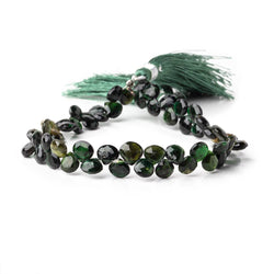 5-6mm Chrome Green Tourmaline Faceted Heart Beads 8 inch 58 pieces (ONLINE ORDER ONLY)