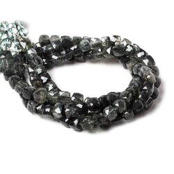 5-6mm Dark Chlorite in Quartz faceted cubes 8.25 inch 31 Beads (ONLINE ORDER ONLY)