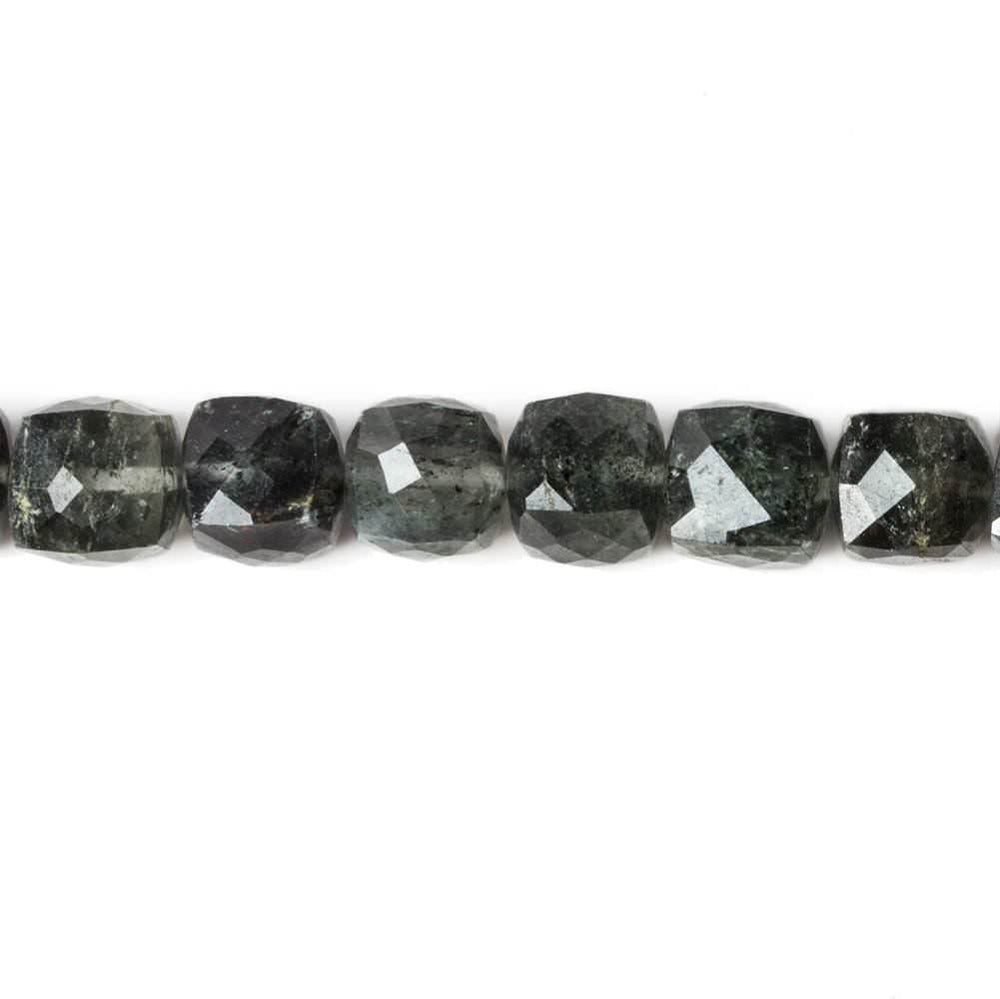 5-6mm Dark Chlorite in Quartz faceted cubes 8.25 inch 31 Beads (ONLINE ORDER ONLY)