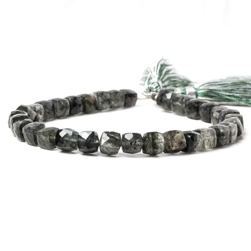 5-6mm Dark Chlorite in Quartz faceted cubes 8.25 inch 31 Beads (ONLINE ORDER ONLY)