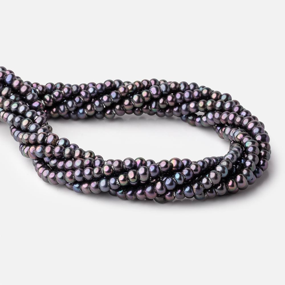 5-6mm Dark Peacock Off Round 2.5mm Large Hole Pearls 15 inch 90 Beads (ONLINE ORDER ONLY)