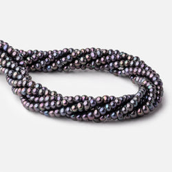 5-6mm Dark Peacock Off Round 2.5mm Large Hole Pearls 15 inch 90 Beads (ONLINE ORDER ONLY)