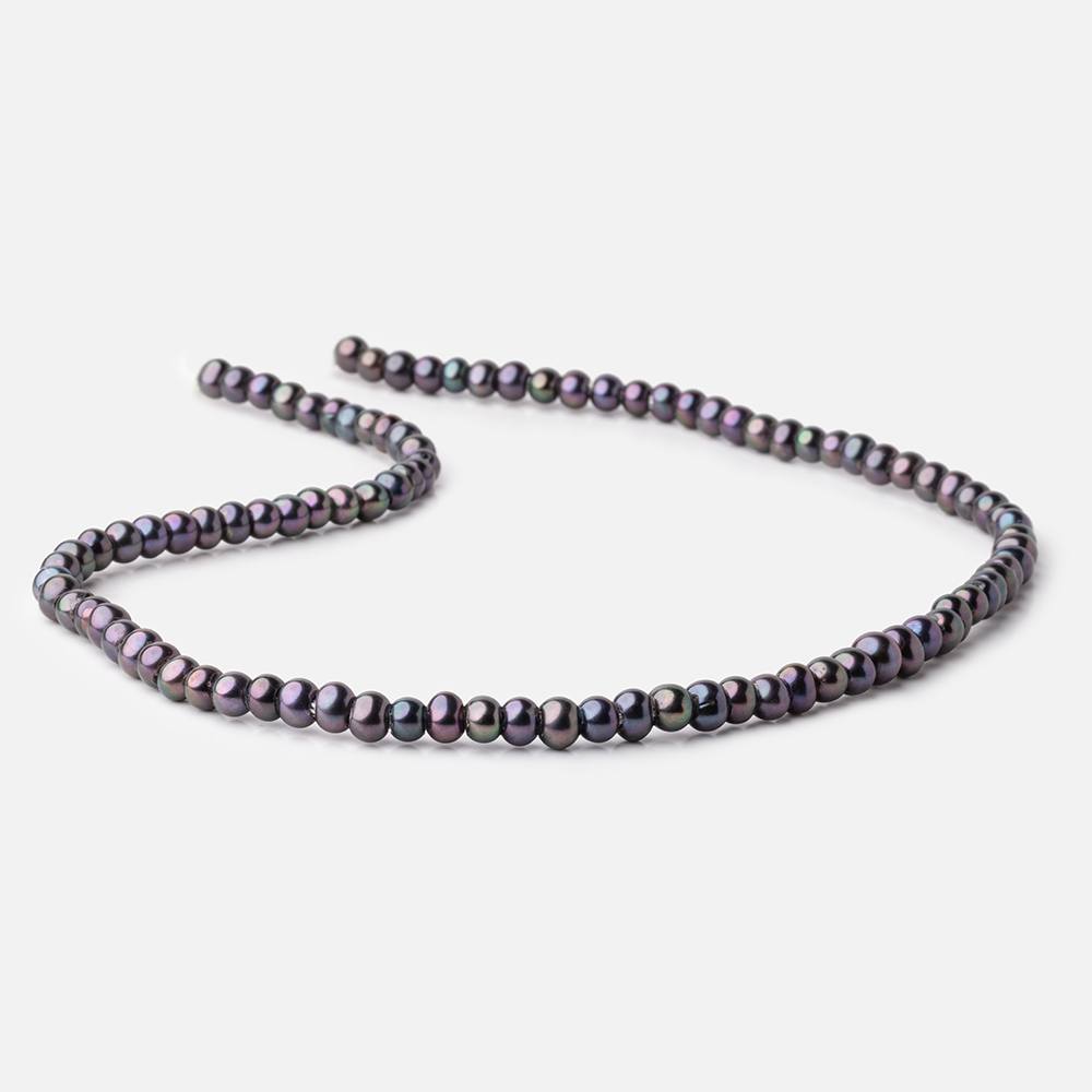 5-6mm Dark Peacock Off Round 2.5mm Large Hole Pearls 15 inch 90 Beads (ONLINE ORDER ONLY)