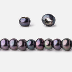 5-6mm Dark Peacock Off Round 2.5mm Large Hole Pearls 15 inch 90 Beads (ONLINE ORDER ONLY)