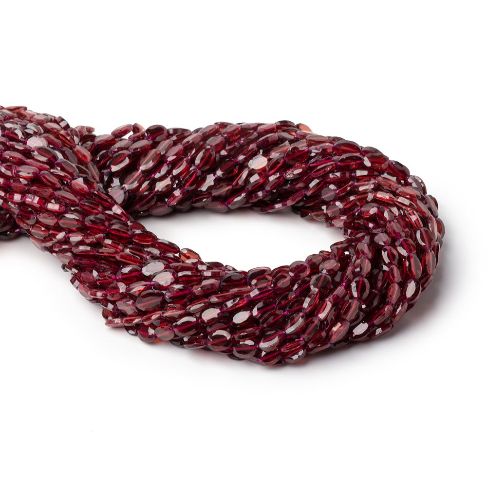 5-6mm Garnet Bevel Faceted Oval Beads 13.5 inch 53 pieces (ONLINE ORDER ONLY)
