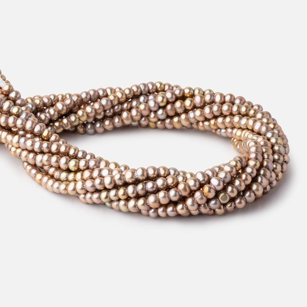5-6mm Golden Beige Off Round 2.5mm Large Hole Pearls 95 Beads (ONLINE ORDER ONLY)