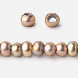 5-6mm Golden Beige Off Round 2.5mm Large Hole Pearls 95 Beads (ONLINE ORDER ONLY)