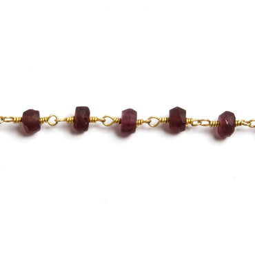 5-6mm Matte Garnet rondelle Gold plated Chain by the foot 32 pieces (ONLINE ORDER ONLY)