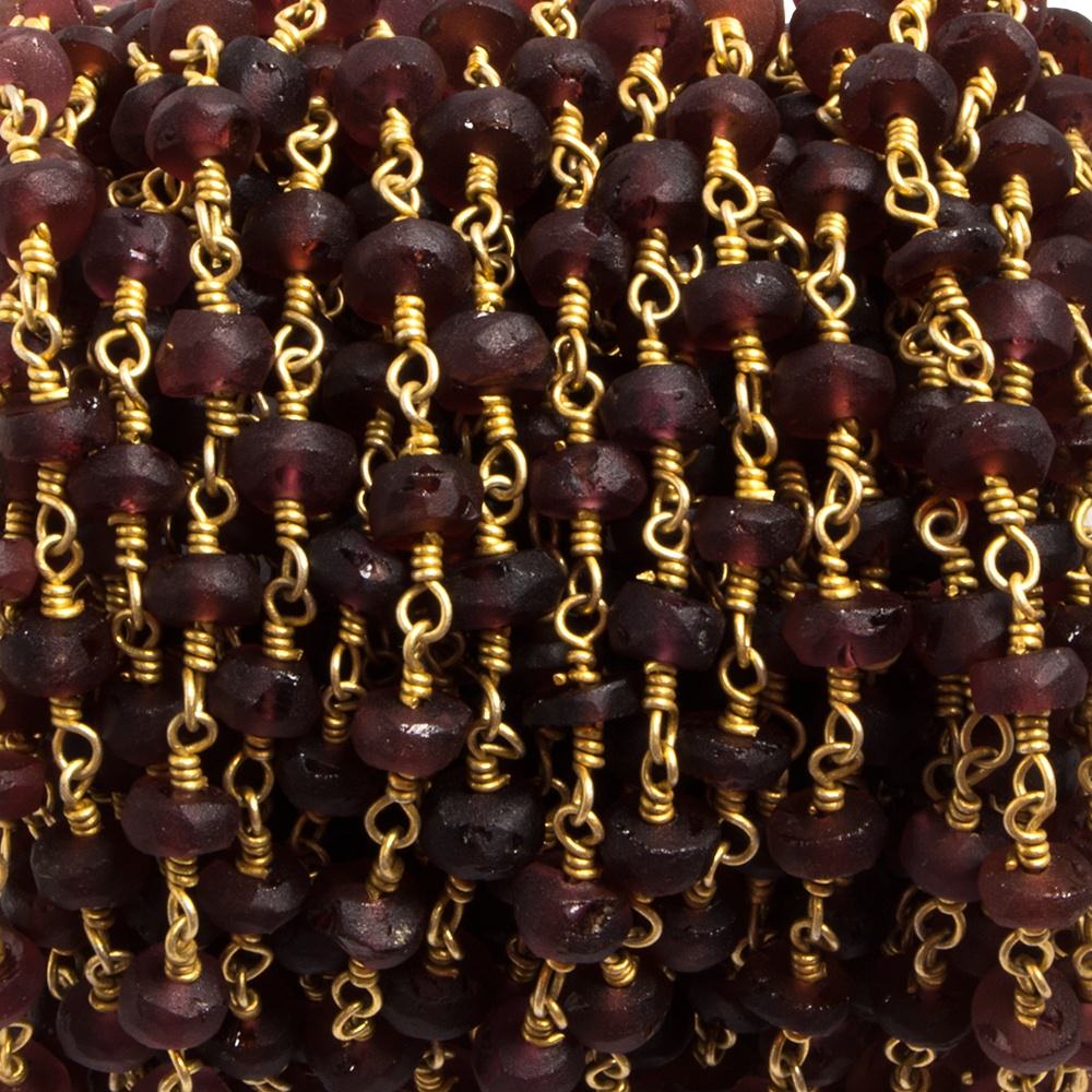 5-6mm Matte Garnet rondelle Gold plated Chain by the foot 32 pieces (ONLINE ORDER ONLY)