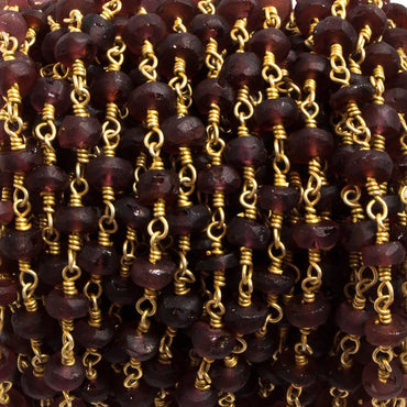 5-6mm Matte Garnet rondelle Gold plated Chain by the foot 32 pieces (ONLINE ORDER ONLY)