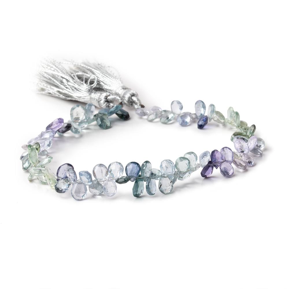 5-6mm Multi Color Fancy Sapphire Faceted Pear Beads 7.5 inch 93 pieces (ONLINE ORDER ONLY)