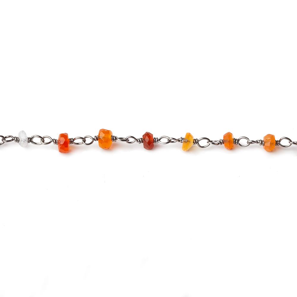 2.5-3mm Multi Color Fire Opal faceted rondelle Black Gold .925 Chain by the foot (ONLINE ORDER ONLY)