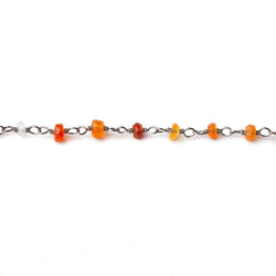 2.5-3mm Multi Color Fire Opal faceted rondelle Black Gold .925 Chain by the foot (ONLINE ORDER ONLY)