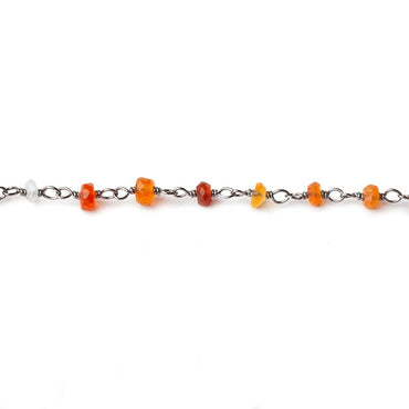 2.5-3mm Multi Color Fire Opal faceted rondelle Black Gold .925 Chain by the foot (ONLINE ORDER ONLY)