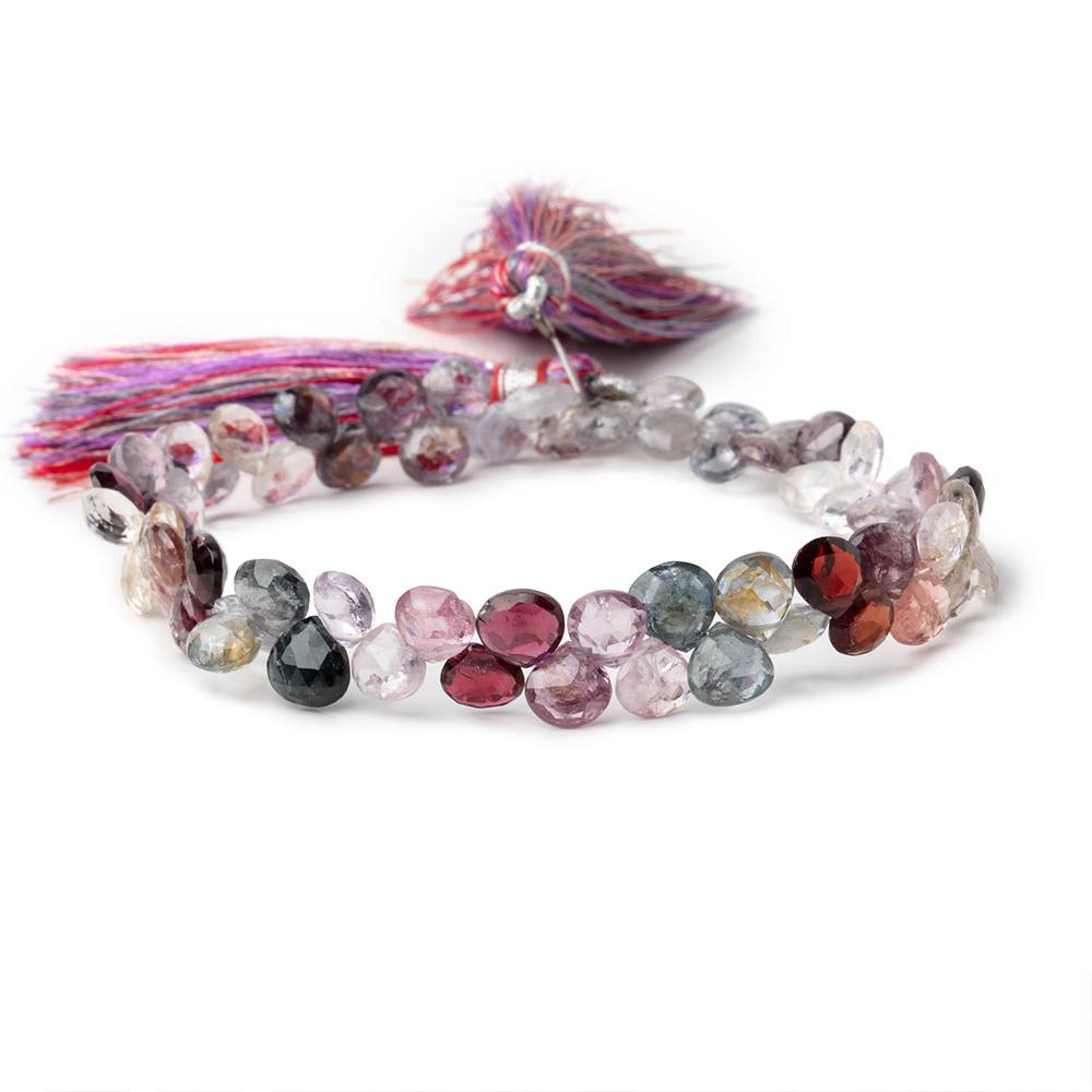 5-6mm Multi Color Spinel Faceted Heart Beads 8 inch 64 pieces (ONLINE ORDER ONLY)