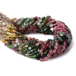 5-6mm Multi Color Tourmaline plain coins 14 inch 57 beads A (ONLINE ORDER ONLY)