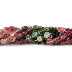 5-6mm Multi Color Tourmaline plain coins 14 inch 57 beads A (ONLINE ORDER ONLY)