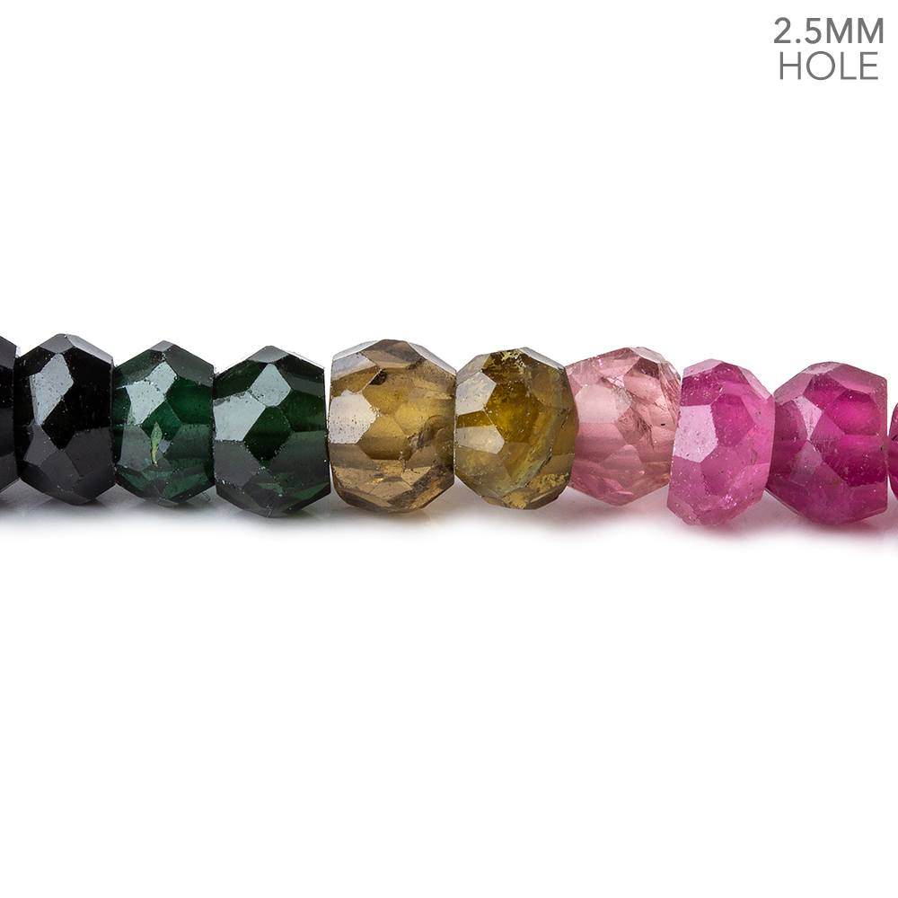 5 - 6mm Multi Tourmaline Large Hole Faceted Rondelle Beads 8 inch 59 pieces AAA (ONLINE ORDER ONLY)