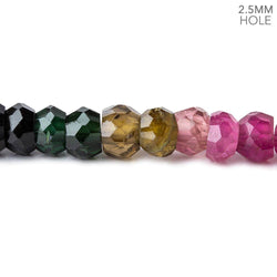 5 - 6mm Multi Tourmaline Large Hole Faceted Rondelle Beads 8 inch 59 pieces AAA (ONLINE ORDER ONLY)