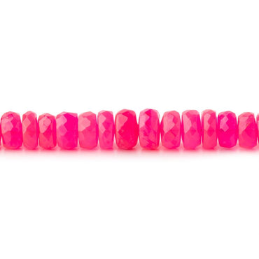 5-6mm Neon Pink Ethiopian Opal Faceted Rondelles 18 inch 164 color treated beads AA (ONLINE ORDER ONLY)