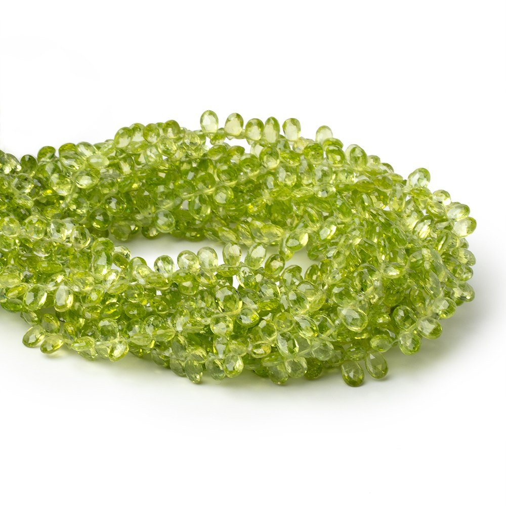5-6mm Peridot Faceted Pear Beads 9 inch 90 pieces (ONLINE ORDER ONLY)