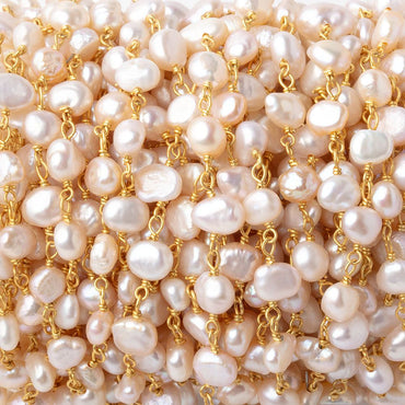 5-6mm Pink Baroque Pearls on Gold Plated Chain (ONLINE ORDER ONLY)