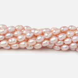 5-6mm Pink Straight Drill Oval Freshwater Pearls 15.5 inch 66 Beads (ONLINE ORDER ONLY)